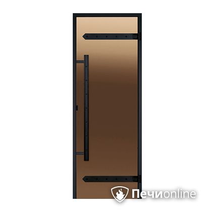 Дверь для бани Harvia Стеклянная дверь для сауны LEGEND 7/19 черная коробка сосна бронза  D71901МL в Новосибирске