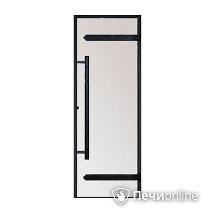Дверь для бани Harvia Стеклянная дверь для сауны LEGEND 7/19 черная коробка сосна сатин D71905МL в Новосибирске